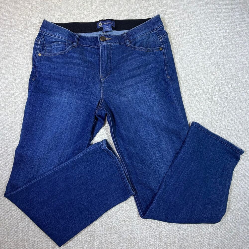 Democracy Women's 10 Ab Solution Straight Leg Blue Stretch Denim Jeans Pants